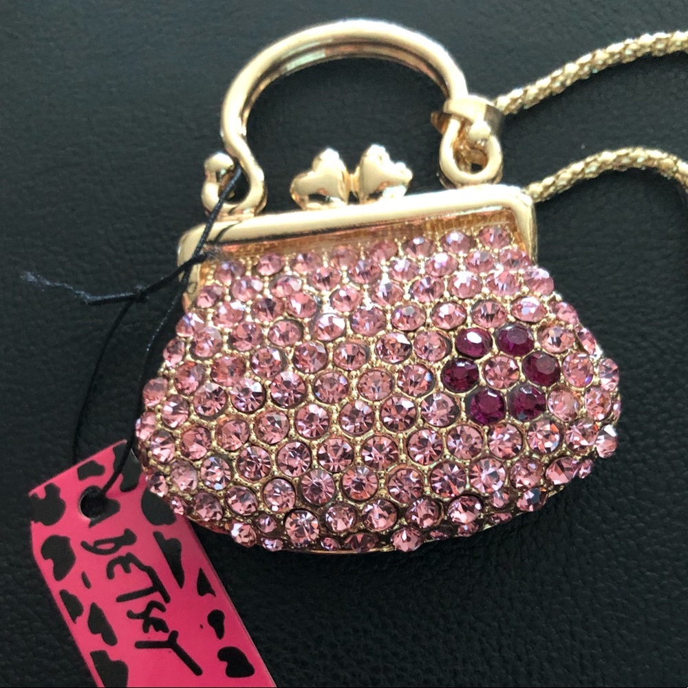NWT Betsy Johnson purse necklace